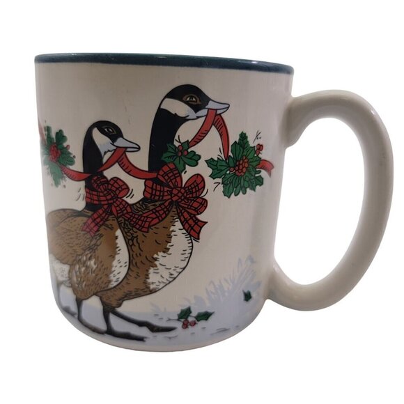 Potpourri Press Christmas Geese Ceramic Holiday Coffee Tea Mugs Cups – Set of 2 - Picture 10 of 16